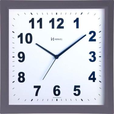 Imagem de Relógio De Parede Herweg Quadrado 29Cm Cinza 660034-024, Cinza, Plásti