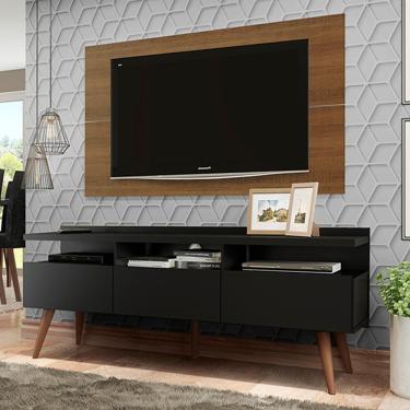 Imagem de Rack e Painel para Tv até 55" Londres Rustic/preto Madesa