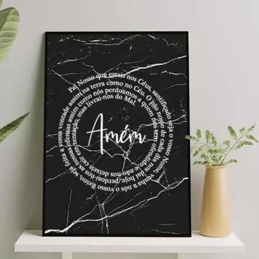 Imagem de Quadro Oração Pai Nosso Fundo Mármore 24X18Cm - Com Vidro
