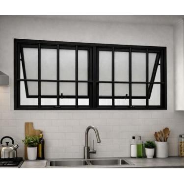 Imagem de Vitro Maxim Ar 2 Seções Com Grade Alumínio Preto 60x200 Linha 25 Breco