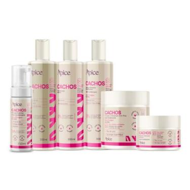 Imagem de Kit Shampoo, Cond, Gelatina, Ativador, máscara e Mousse Cachos - Apice