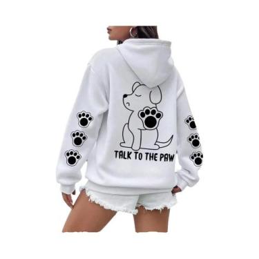 Imagem de Moletom Feminino Quente De Lã Com Estampa Divertida De Cachorro, Gola 