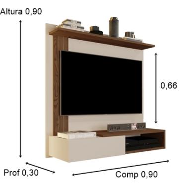 Imagem de Painel Turquesa TV Até 32 Polegadas Off white / Freijó - Comprar Moveis em Casa