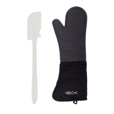 Imagem de Luva Termica e Espatula Silicone Profissional Cano Longo Kit Cozinha -