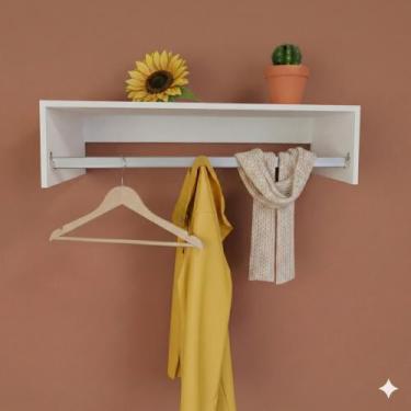 Imagem de Cabideiro de parede arara suporte prateleira decoração loja expositor 