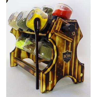 Imagem de Porta Temperos Organizadores Giratório de Madeira 12 potes - Boss Arte