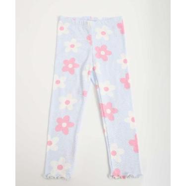 Imagem de Calça Infantil Legging Canelada Floral Marisa Tam 1 a -11392, Azul, 2