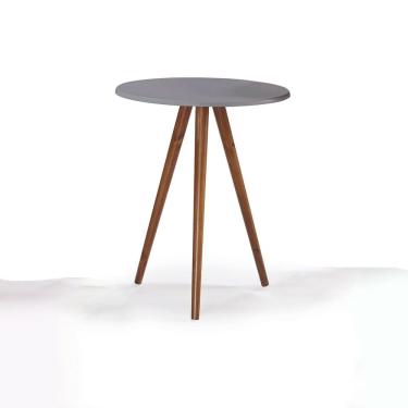 Imagem de Mesa de Apoio Média Tripé Pé Palito Hannover - Cinza/Imbuia Glazer