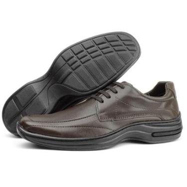 Imagem de Sapato Social Fino Bico Quadrado Confort Casual Amarrar Masculino-Masculino
