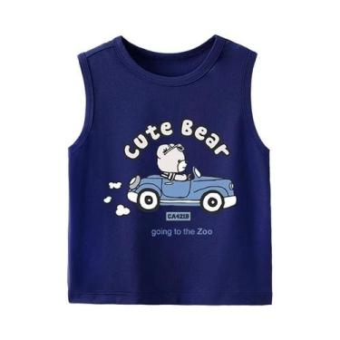 Imagem de Camiseta Azul Sem Mangas Para Crianças, Roupas Casuais De Verão 2024, 