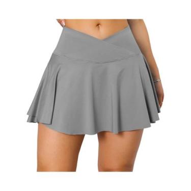 Imagem de Saia Plissada Feminina Para Tênis Com Bolsos, Shorts Esportivos Elásti