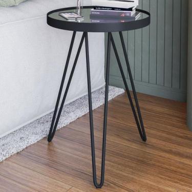 Imagem de Mesa Lateral Tripé Sofisticada Estilo Industrial Com Espelho - LH Móve