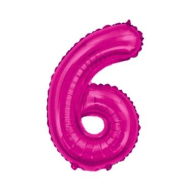 Imagem de Balão De Número Grande Rosa Pink Metalizado 40cm - PartiuFesta, 6