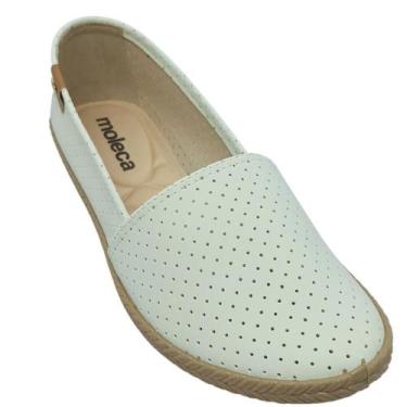 Imagem de Sapatilha Feminina Moleca Microperfuros Nobuck Pele Neo, Branco off, 3