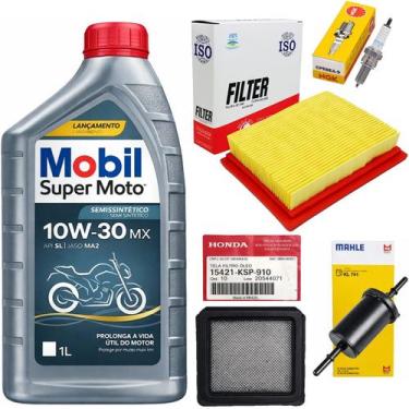 Imagem de Kit Revisão Bros 160 2016 Á 2024 Filtros, Óleo 10w30, Vela - Mobil
