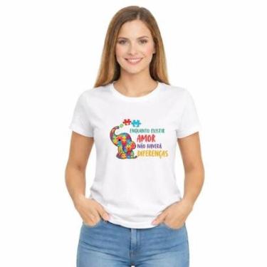 Imagem de Camiseta Feminina Inclusão Autismo Amor Não Há Diferenças Estampa Colorida-Feminino