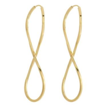 Imagem de Brinco Infinito 34 Mm Em Ouro 18k 750 Dourado - Jetta Joias