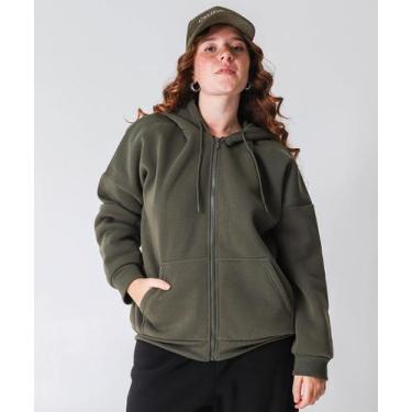 Imagem de Casaco Plus Size Feminino Moletom Capuz Marisa Verde, Verde, G3