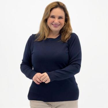 Imagem de Blusa City Lady Tricot Básica Plus Size Gola Redonda Feminina-Feminino