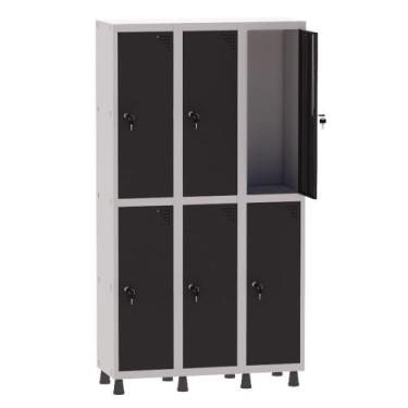 Imagem de Armário Guarda Volume Locker Roupeiro 3 Vãos 6 Portas Aço GRF503/6 Cin