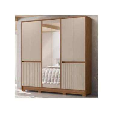 Imagem de Guarda Roupa Casal Alasca 10 Portas Carvalho Fendi Com Espelho - Moval