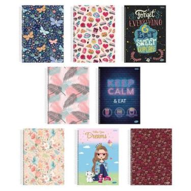 Imagem de Caderno Escolar Infantil Kit C/4 Un 80 e 96 Folhas Espiral Capa Dura -