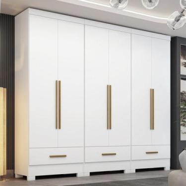 Imagem de Quarto Modulado 100% MDF 3 Peças 6 Portas 3 Gavetas Smart Plus Branco 