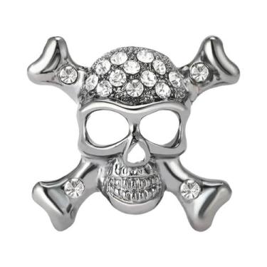 Imagem de Broche De Caveira Unissex Feminino Com Strass, Alfinete De Lapela De M