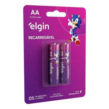 Imagem de Cartela 2 Pilhas Aa Recarregável Elgin 2700 Mah