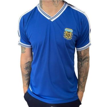 Imagem de Camisa argentina oficial retrô 10 maradona seleção1990 rara cor:azulta