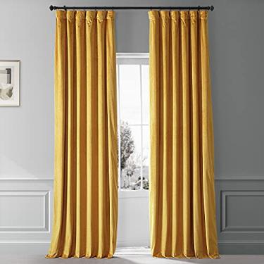 Imagem de HPD Half Price Drapes Cortinas blackout de veludo de pelúcia exclusivas para quarto (1 painel), 137 cm L x 213 cm C Cortinas pretas para sala de estar, cortinas blackout com isolamento térmico para
