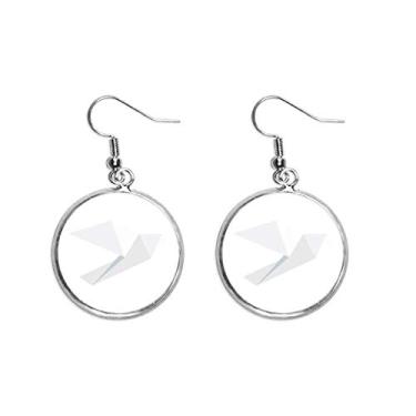 Imagem de Brinco de prata com padrão de pombo branco abstrato origami joia feminina
