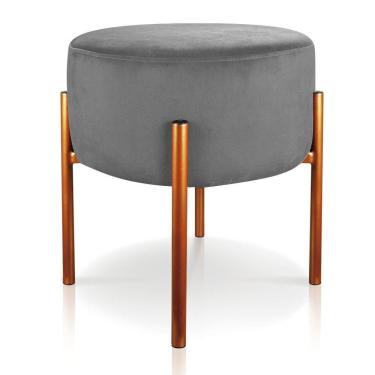 Imagem de Puff Iron Suede Grafite Base Metálica Cobre - D´rossi