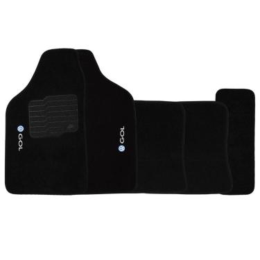 Imagem de Jogo de Tapete Automotivo Carpete Gol Quadrado Bola G2 G3 G4 G5 1980 à 2013 Soft Logo Bordado 5 Pçs