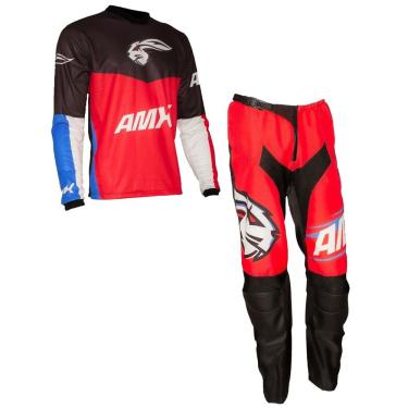 Imagem de Conjunto Roupa Amx Prime Vermelho Preto Trilha Motocross