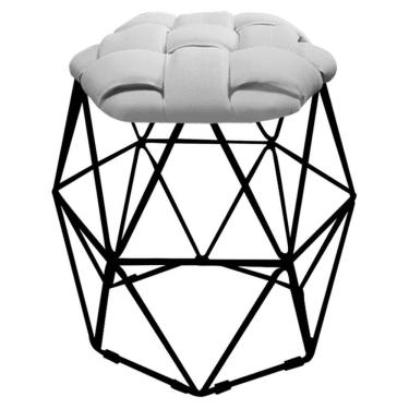 Imagem de Kit 04 Puff Banqueta Luna Nó Preto Corino Cinza