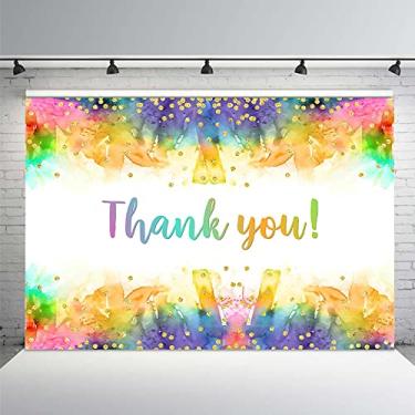 Imagem de MEHOFOND 2,1 x 1,5 m Pano de fundo de festa de arte, decoração de festa de agradecimento, equipe de professores, fotografia, Dia Nacional da Enfermeira, pincel de fundo em aquarela com pontos de glitter dourados adereços para cabine de fotos