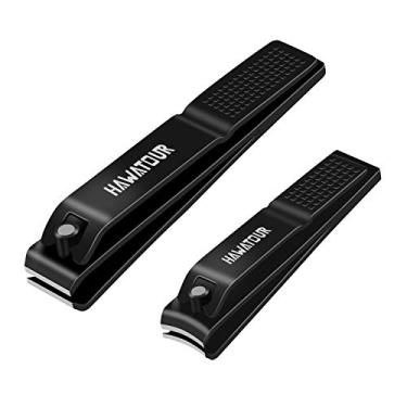Imagem de (Black) - Nail Clippers Set, Ultra Sharp Sturdy Fingernail and Toenail Clipper Cutters with Visibly Tin Case by HAWATOUR