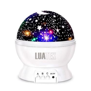 Imagem de Luminária Lua Projetor Abajur Infantil 360 Galáxia Gira Teto - Luatek