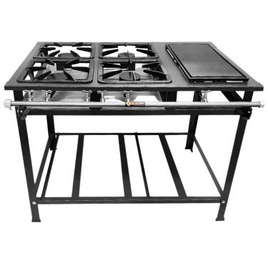 Imagem de Fogão Industrial 4 Bocas P7 com Chapa Bifeteira Baixa Pressão 4QS Metalfour