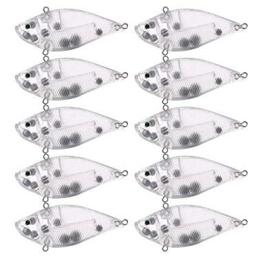 Imagem de 20 peças de iscas de pesca sem pintura, iscas de pesca em branco minúsculo, iscas de manivela rígidas, conjunto de iscas de pesca com ganchos de pesca divididos, anéis de pesca DIY pescaria 8 cm 16,7 g