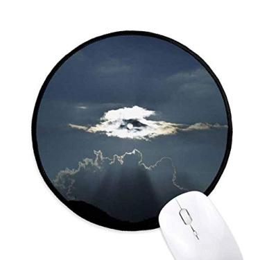 Imagem de Tapete de mouse cinza céu nuvens brancas tapete redondo para computador