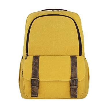 Imagem de Mochila Lenna's de Lona Tamanho Grande Masculina Feminina com Compartimento para Notebook A018 Amarela