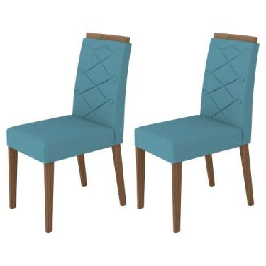 Imagem de Kit 2 Cadeiras Caroline Para Mesa De Jantar Imbuia/Azul Casa Madre - N