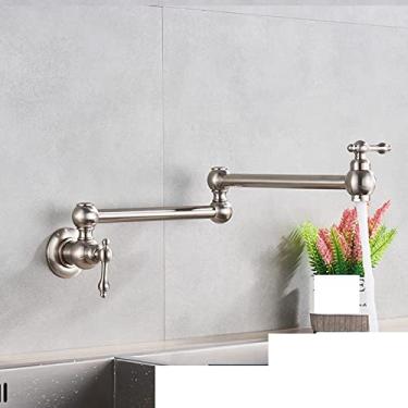 Imagem de Bico dobrável giratório de alavanca única Torneira de cozinha para banheiro Montagem na parede Torneira para pia de água fria Cromado/preto/níquel escovado/dourado, A2