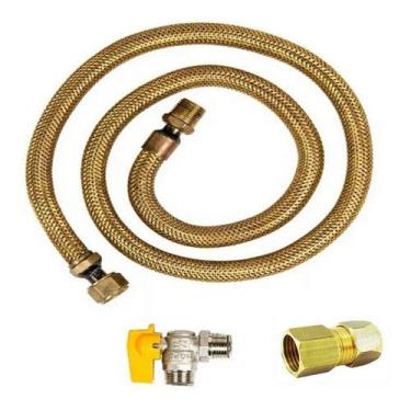 Imagem de Aliança Kit Instalação Gás Encanado Mangueira 80cm+Registro+Adaptado