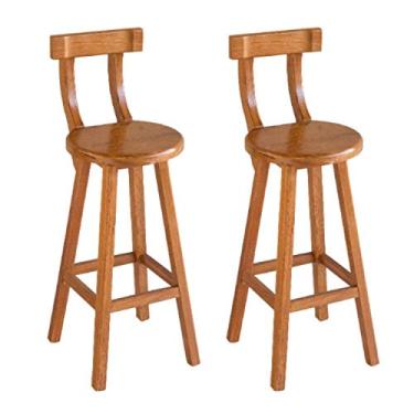 Imagem de Conjunto 2 Bancos Alto Bistrô De Madeira Com Encosto Bancada Ideal Para Bar E Restaurante