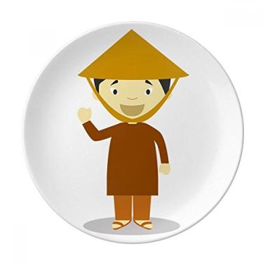 Imagem de Chapéu de bambu Vietnã Placa decorativa de porcelana Salver Prato de jantar