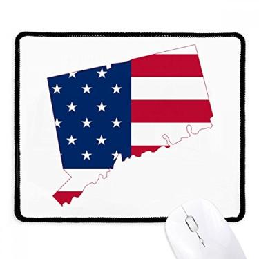Imagem de Connectic USA Mapa Estrelas Tripes Bandeira Formato Mousepad Borda Costurada Tapete de Borracha para Jogos