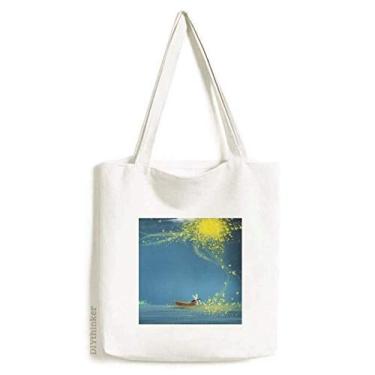 Imagem de Bolsa de lona com luz noturna silenciosa para barcos, fadas e pintura Fuying bolsa de compras casual
